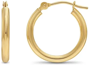 14K Real SOLID Yellow Gold Round Earrings For Women