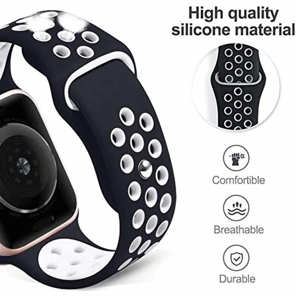 18mm Samsung Gear Sport silicone strap - Navy & white