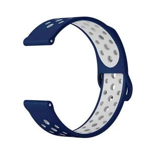 18mm Samsung Gear Sport silicone strap - Navy & white