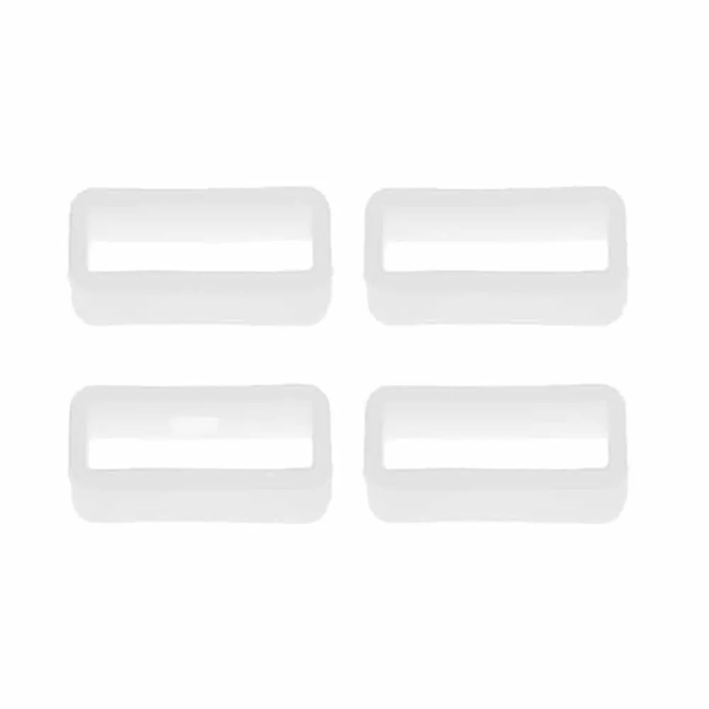 18mm universal watch silicone strap loop keepers - (x4) White