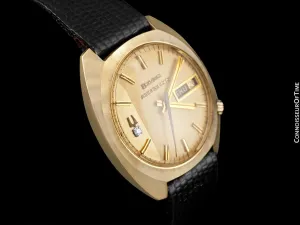 1972 Bulova (Accutron) Accuquartz Retro Mens Day Date Watch - 14K Solid Gold with Diamond