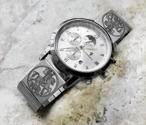 22mm 24mm 25mm Lugs Watch Band Saint George for Traditional Casual Luxury and Smartwatches Engraved Silver Stainless Steel Strap DK2