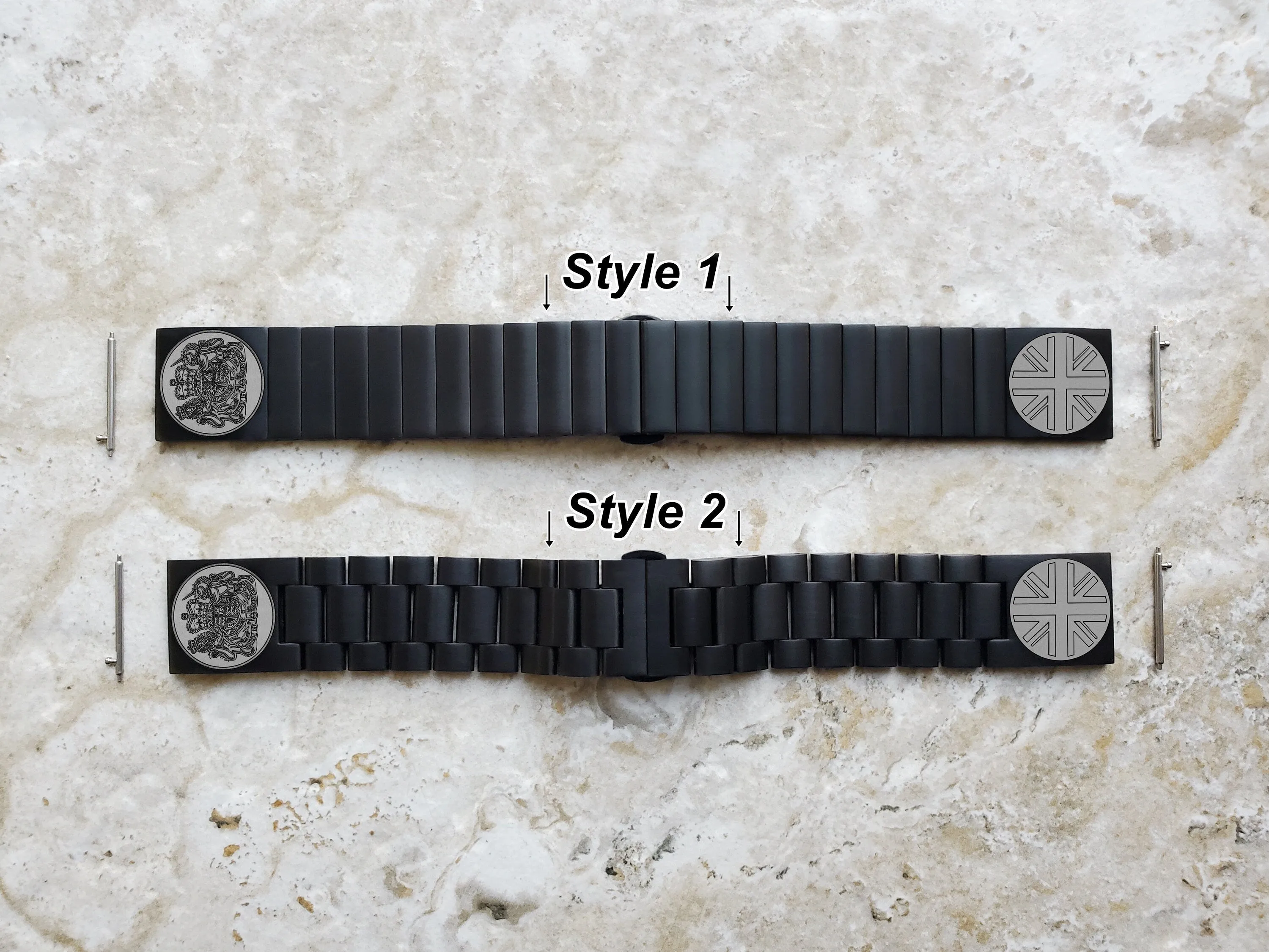 22mm Width Lugs Watch Band Great Britain UK Symbols for Traditional Casual Luxury and Smartwatches Engraved Black Stainless Steel Strap UKS
