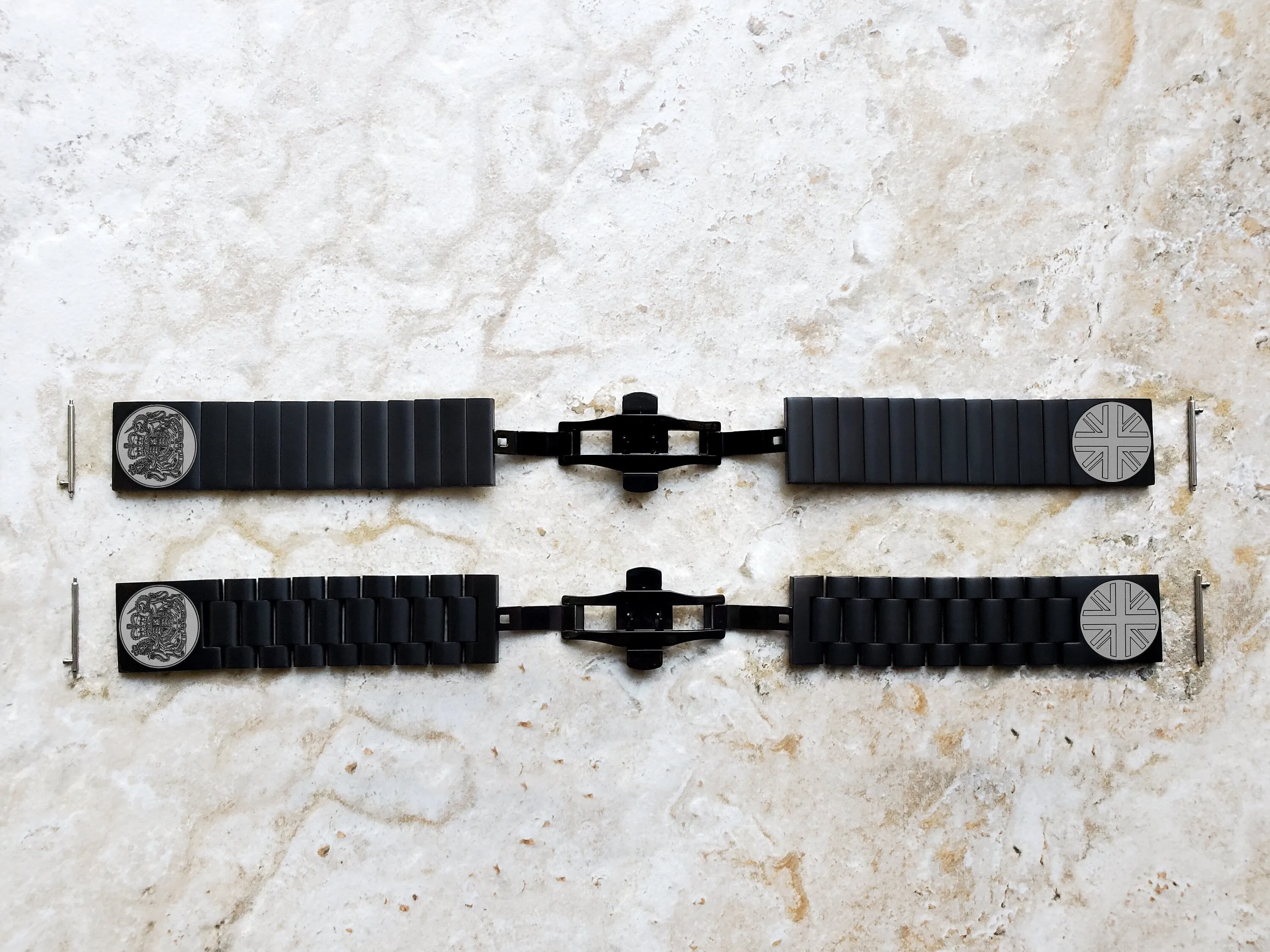 22mm Width Lugs Watch Band Great Britain UK Symbols for Traditional Casual Luxury and Smartwatches Engraved Black Stainless Steel Strap UKS