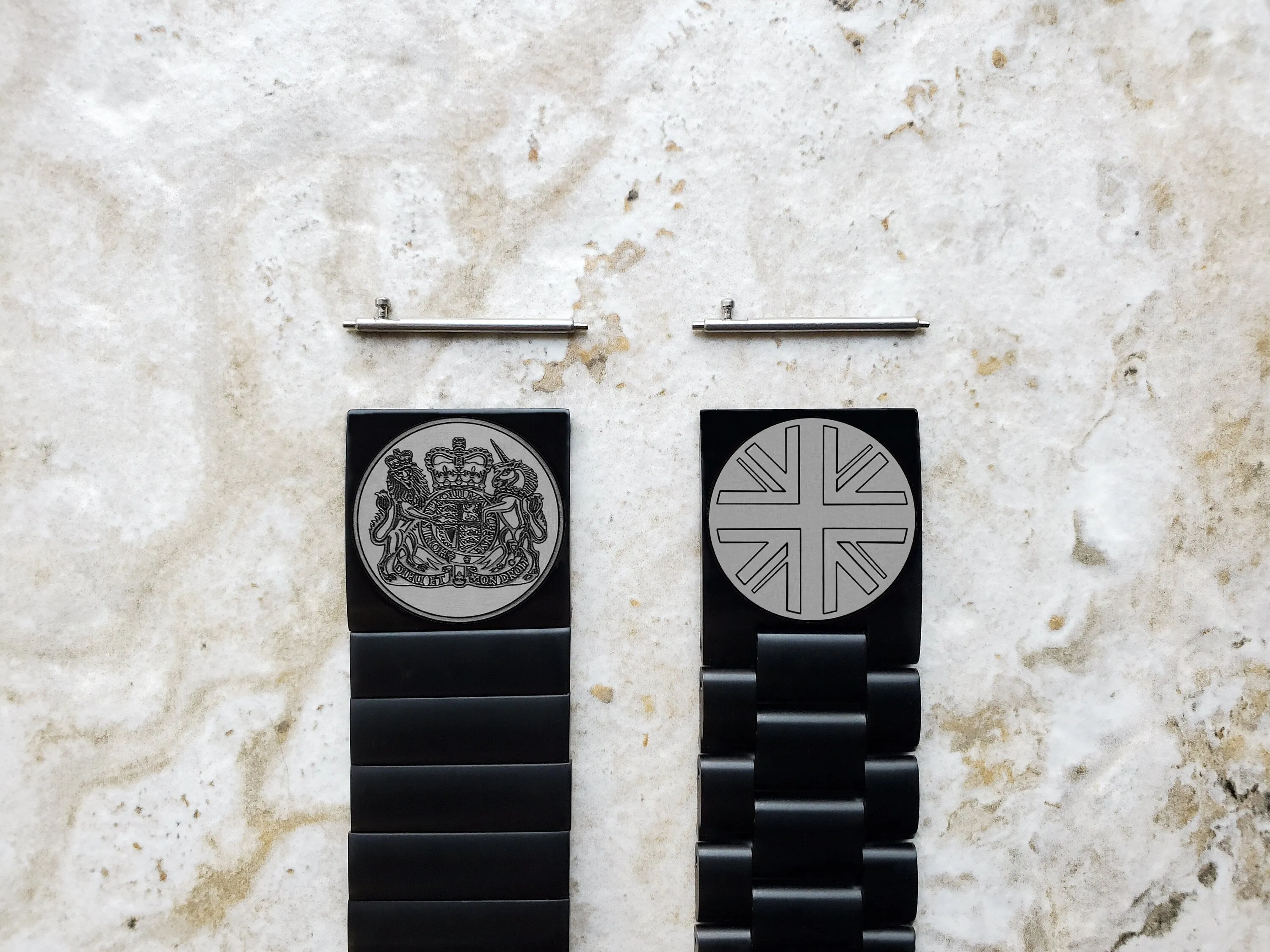 22mm Width Lugs Watch Band Great Britain UK Symbols for Traditional Casual Luxury and Smartwatches Engraved Black Stainless Steel Strap UKS