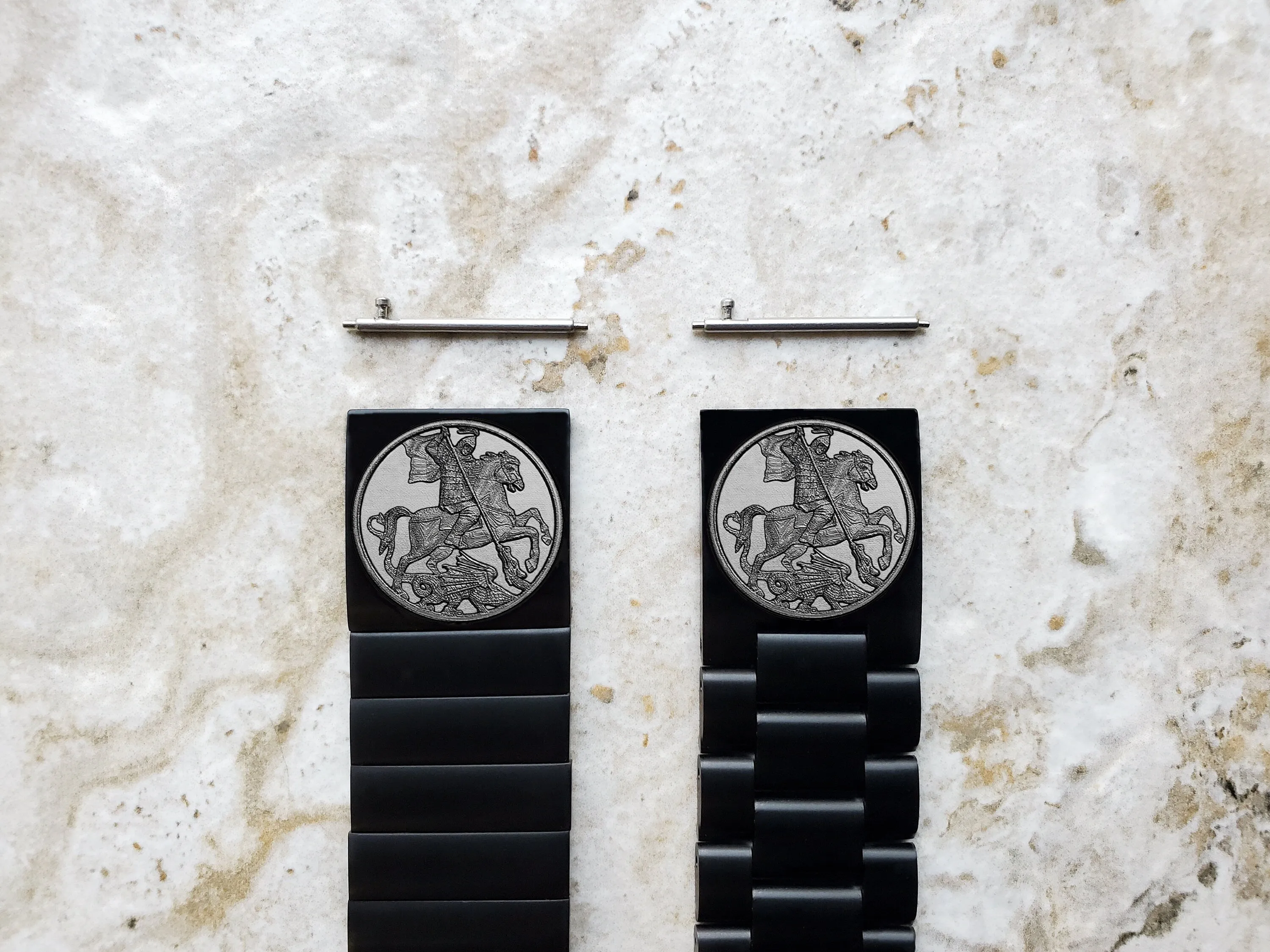 22mm Width Lugs Watch Band Saint George for Traditional Casual Luxury and Smartwatches Engraved Black Stainless Steel Strap DK2