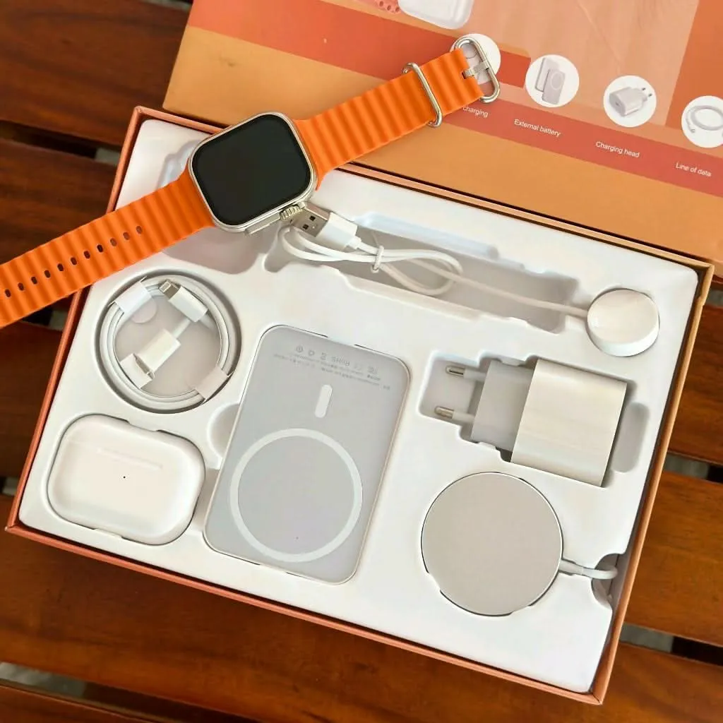 49mm Smartwatch Ultra 6-in-1 Combo – AirPods Pro, MagSafe Battery, Wireless Charger & Cable