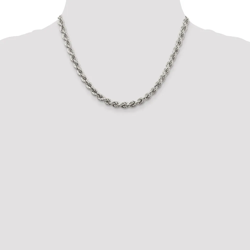 925 Sterling Silver 6.4mm Rope Chain-18inch Pure Silver Necklace For Men Women