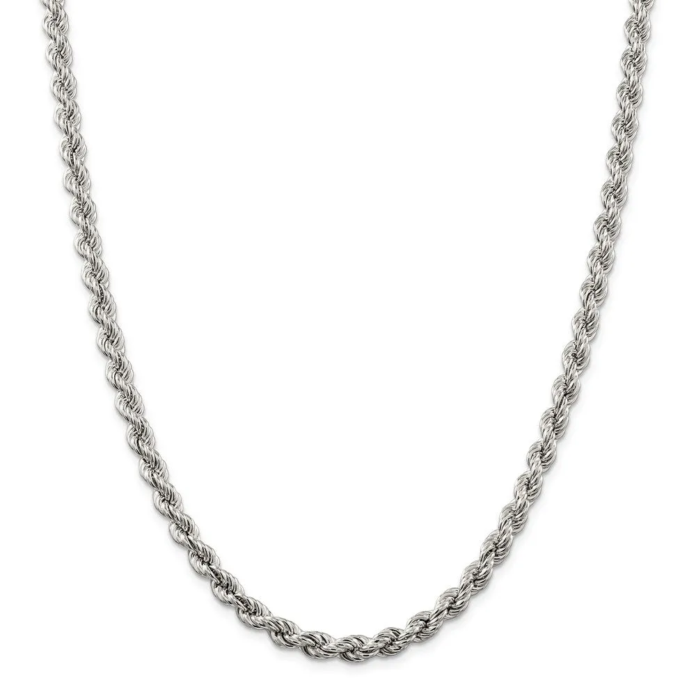 925 Sterling Silver 6.4mm Rope Chain-18inch Pure Silver Necklace For Men Women
