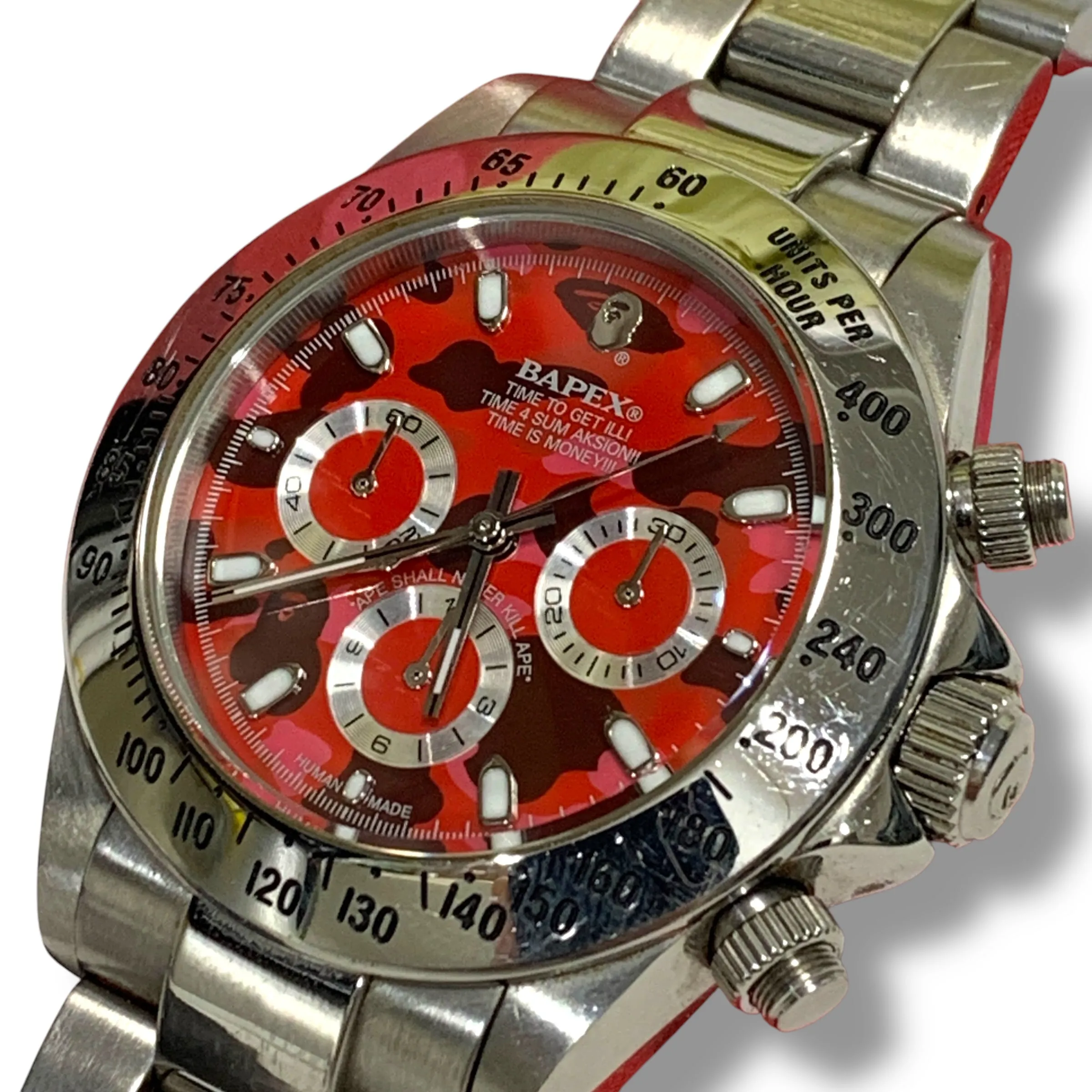 A Bathing Ape Bape Camo Type 3 Daytona Automatic Bapex Watch Red