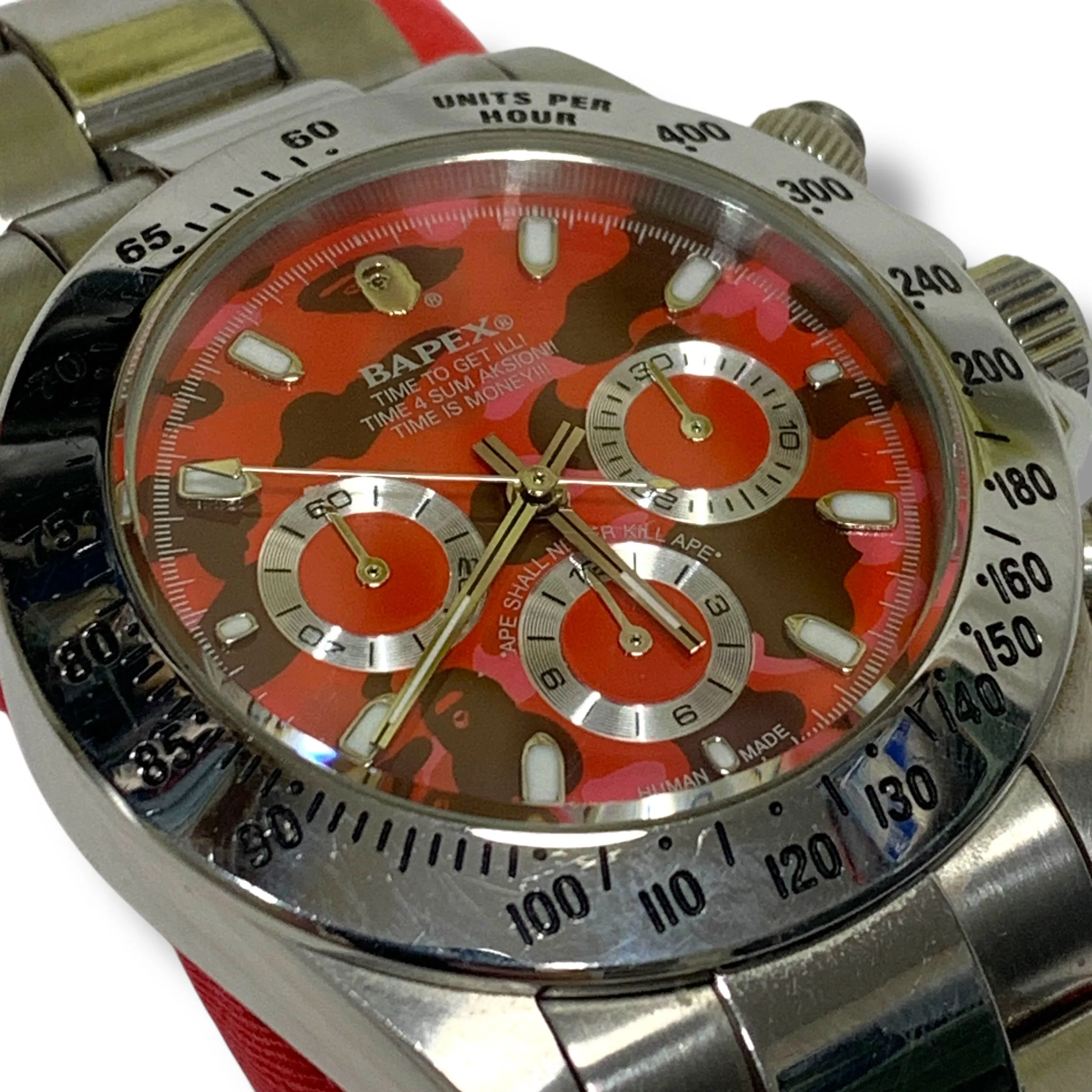 A Bathing Ape Bape Camo Type 3 Daytona Automatic Bapex Watch Red