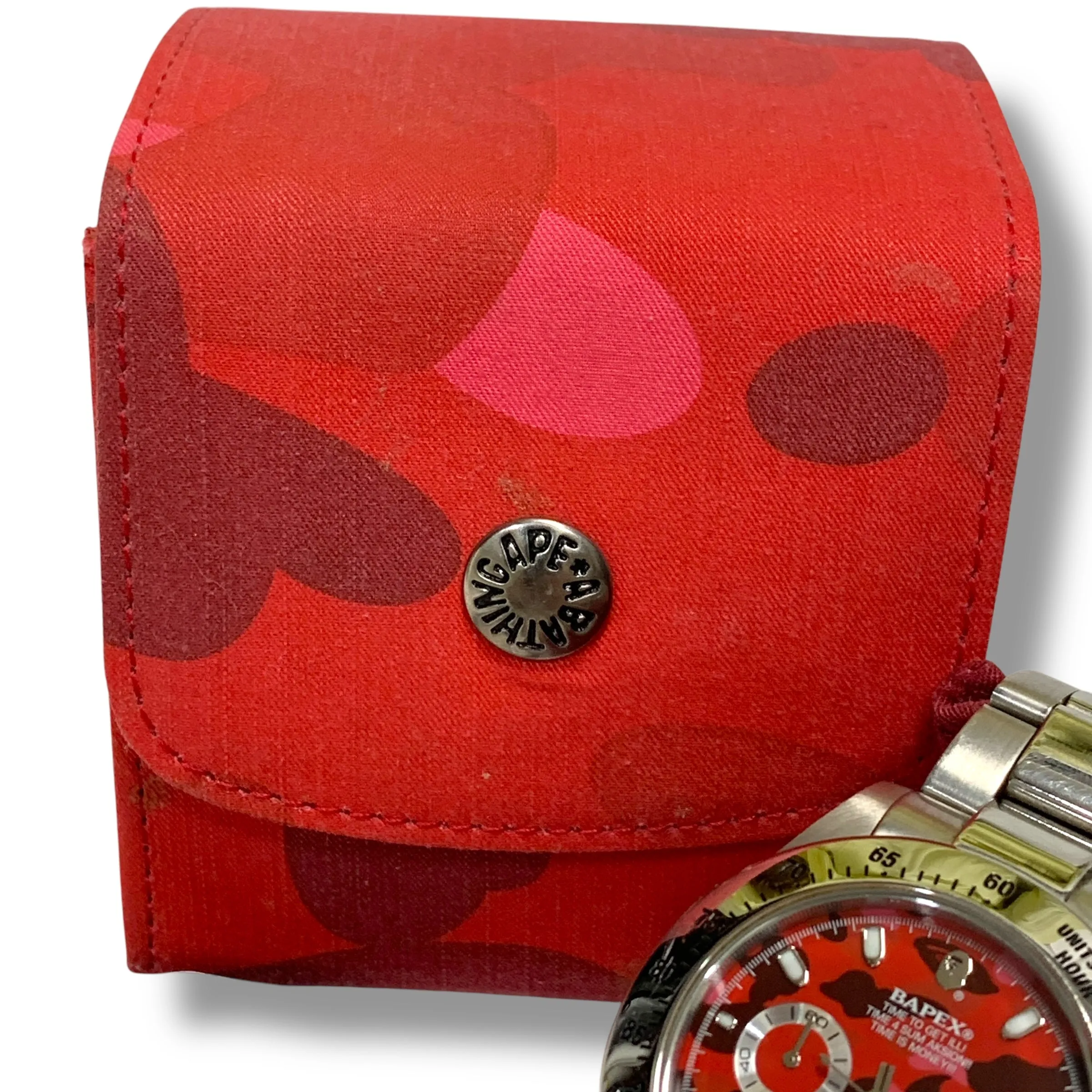 A Bathing Ape Bape Camo Type 3 Daytona Automatic Bapex Watch Red