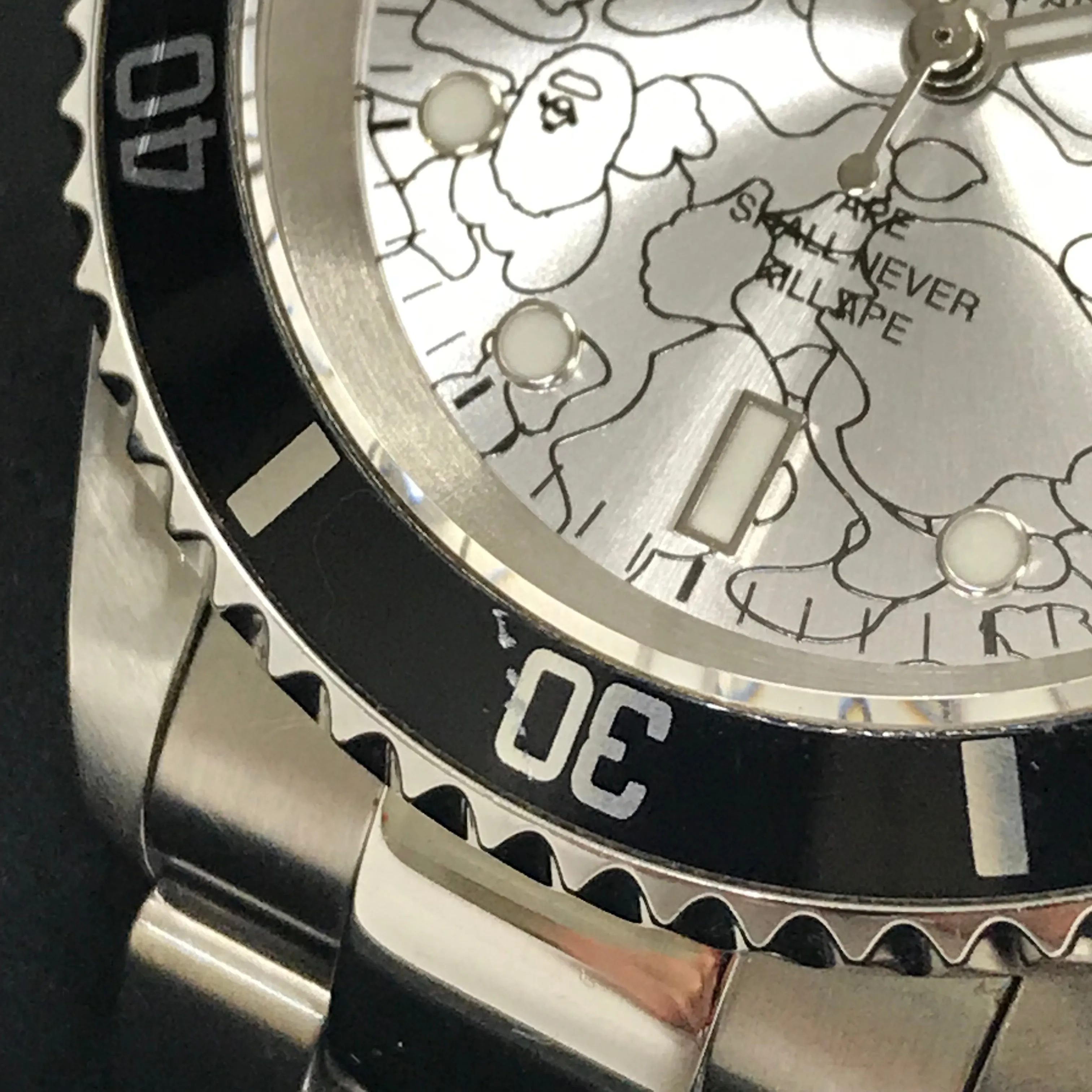 A Bathing Ape Bape Line 1st Camo Type 1 Bapex Watch Silver