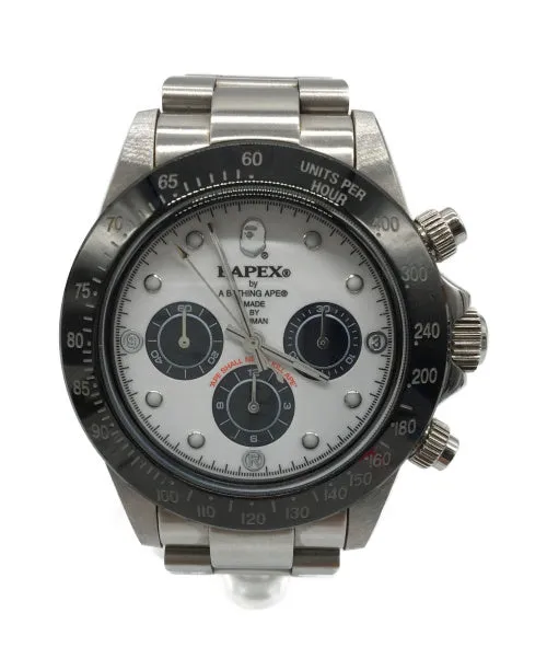 A Bathing Ape Bape Type 3 Daytona Bapex Watch Silver/Black