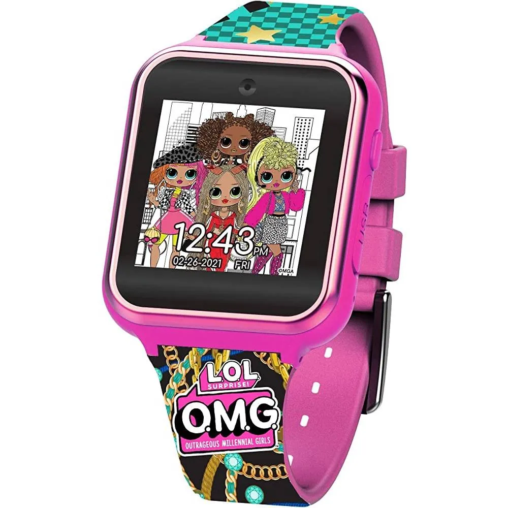 Accutime Kids LOL Surprise Checker Pink Educational Learning Touchscreen Smart Watch Toy for Girls, Boys, Toddlers - Selfie Cam, Learning Games, Alarm, Calculator, Pedometer & More (Model: LOL4296AZ) | Multiple Colors