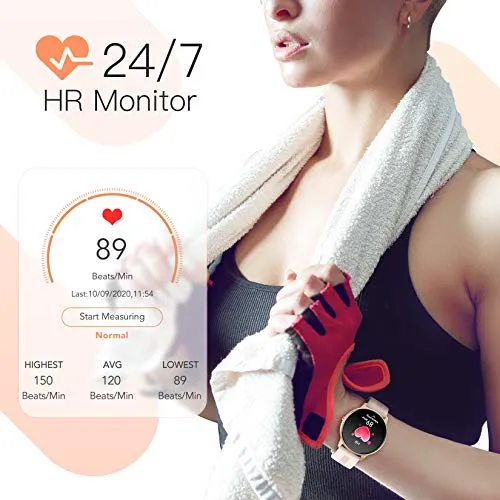AGPTEK Smartwatch for Women - IP68 Waterproof, Heart Rate Monitor, Pink (LW11)