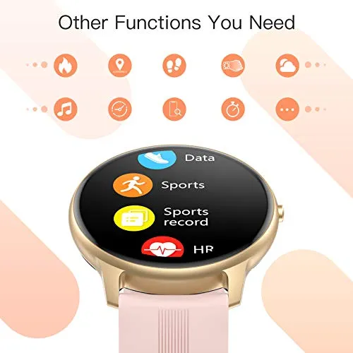 AGPTEK Smartwatch for Women - IP68 Waterproof, Heart Rate Monitor, Pink (LW11)