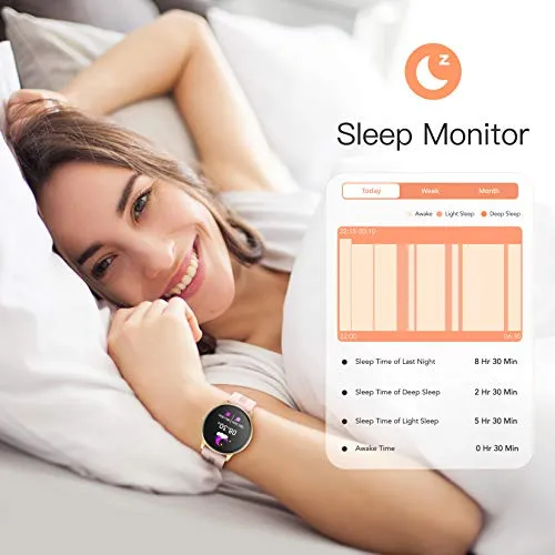 AGPTEK Smartwatch for Women - IP68 Waterproof, Heart Rate Monitor, Pink (LW11)