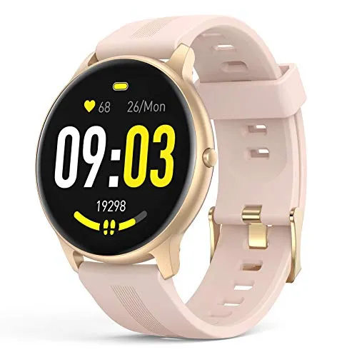 AGPTEK Smartwatch for Women - IP68 Waterproof, Heart Rate Monitor, Pink (LW11)