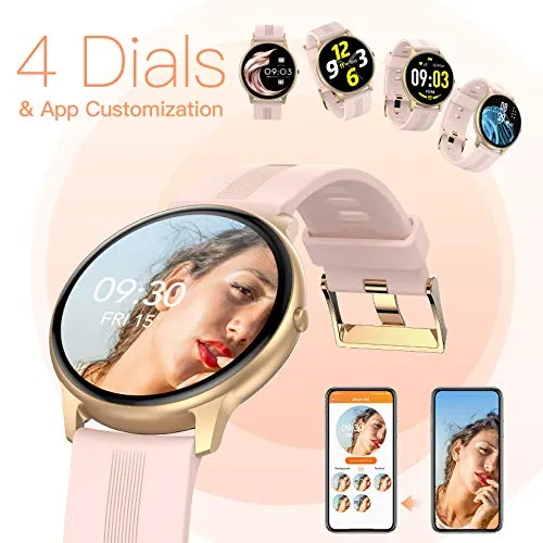 AGPTEK Smartwatch for Women - IP68 Waterproof, Heart Rate Monitor, Pink (LW11)