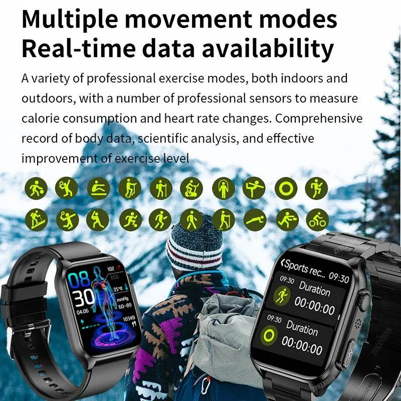 AI Voice Assistant Bluetooth Call Automatic Infrared Blood Oxygen Health Watch IP67