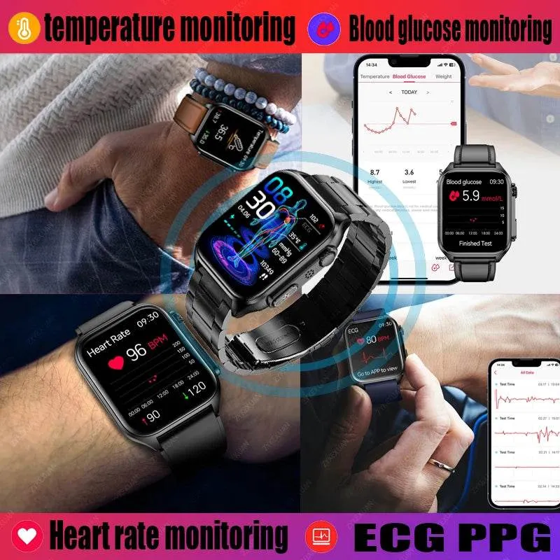 AI Voice Assistant Bluetooth Call Automatic Infrared Blood Oxygen Health Watch IP67