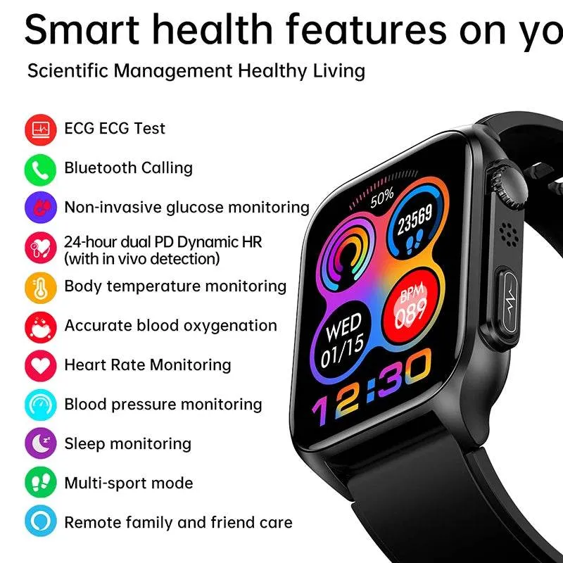 AI Voice Assistant Bluetooth Call Automatic Infrared Blood Oxygen Health Watch IP67