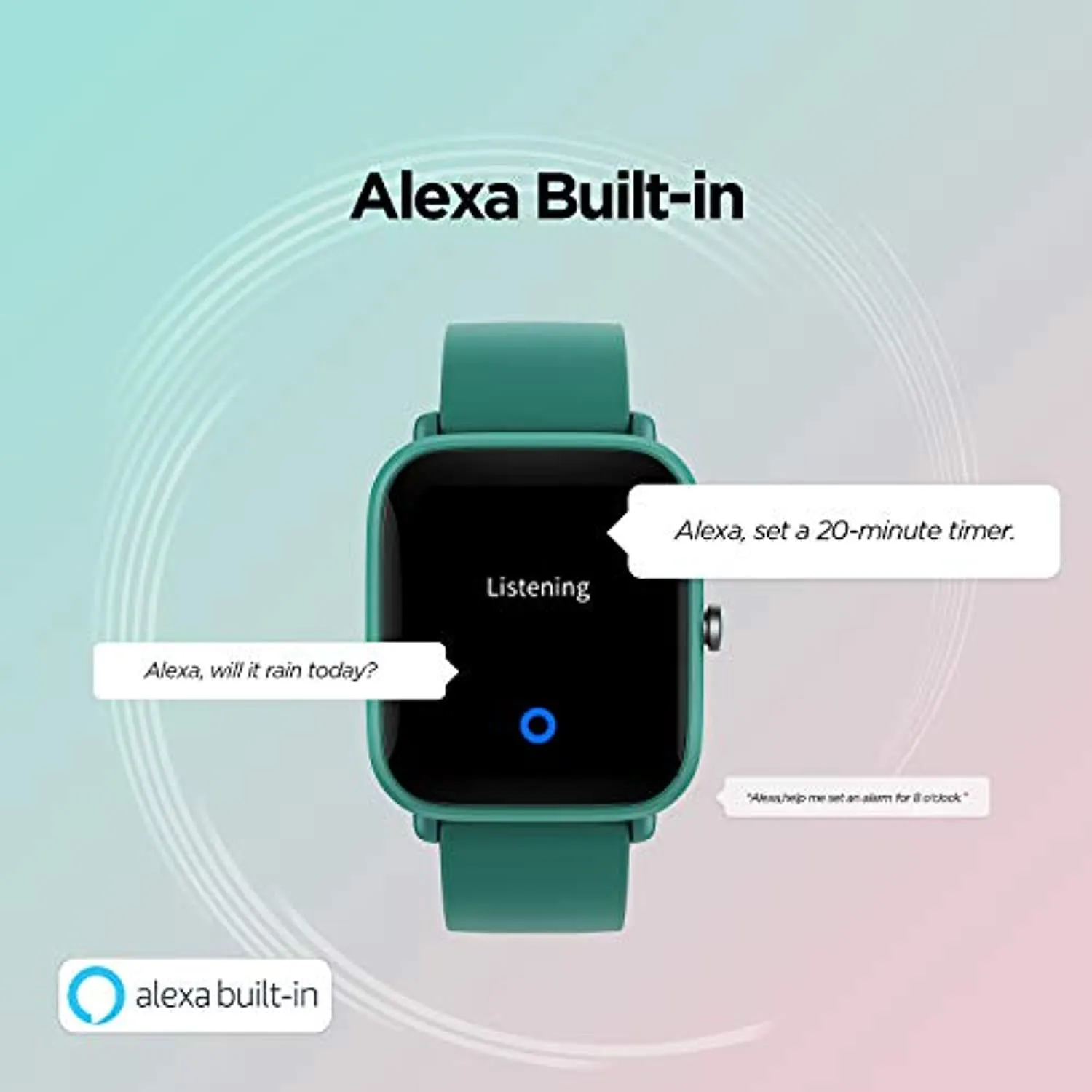 Amazfit Bip U Pro Smart Watch with Alexa Built-In for Men Women, GPS Fitness Tracker with 60  Sport Modes, Blood Oxygen Heart Rate Sleep Monitor, 5 ATM Waterproof, for iPhone Android Phone (Green)
