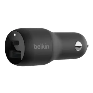 Belkin Dual USB-C Car Charger, 42W (12W 30W) PD, Black