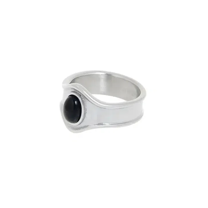 Black Agate Stone Ring
