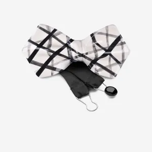 BLACK & WHITE STRIPE CERAMIC BOW TIE