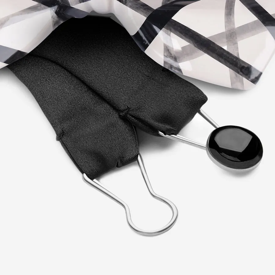 BLACK & WHITE STRIPE CERAMIC BOW TIE