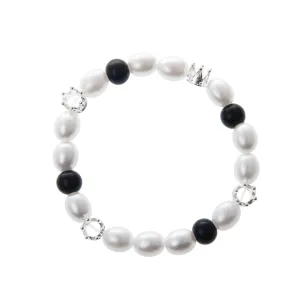 Black and White Pearl Crown Bracelet