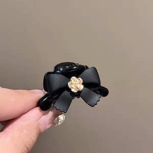 Black Camellia Butterfly Hair Clip