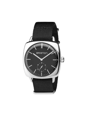 Briston Clubmaster Vintage Steel Small Second Black Dial Black Nato Strap 40mm