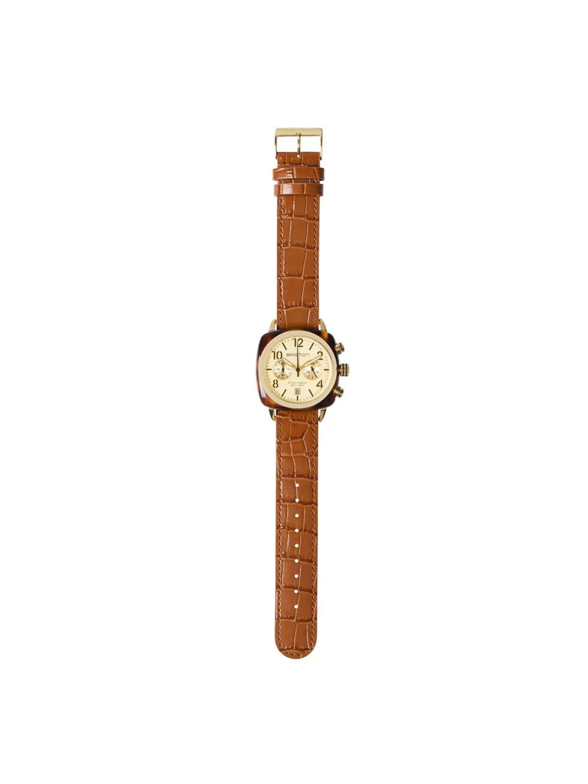 Briston Luxury Leather Strap Brown Alligator Polished Steel 20mm