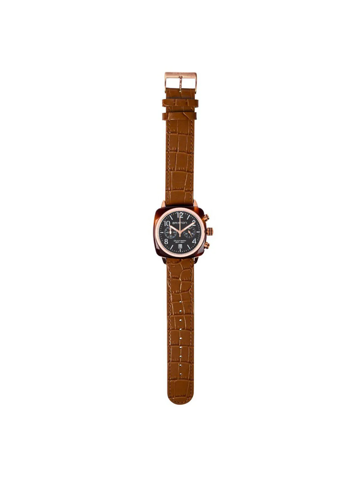 Briston Luxury Leather Strap Brown Alligator Polished Steel 20mm