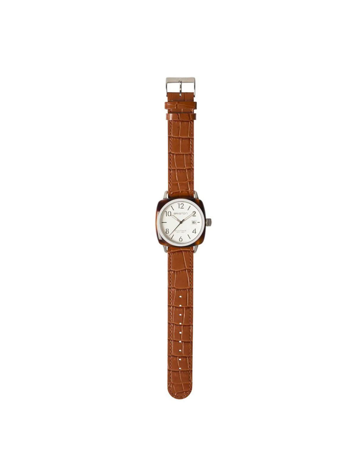 Briston Luxury Leather Strap Brown Alligator Polished Steel 20mm
