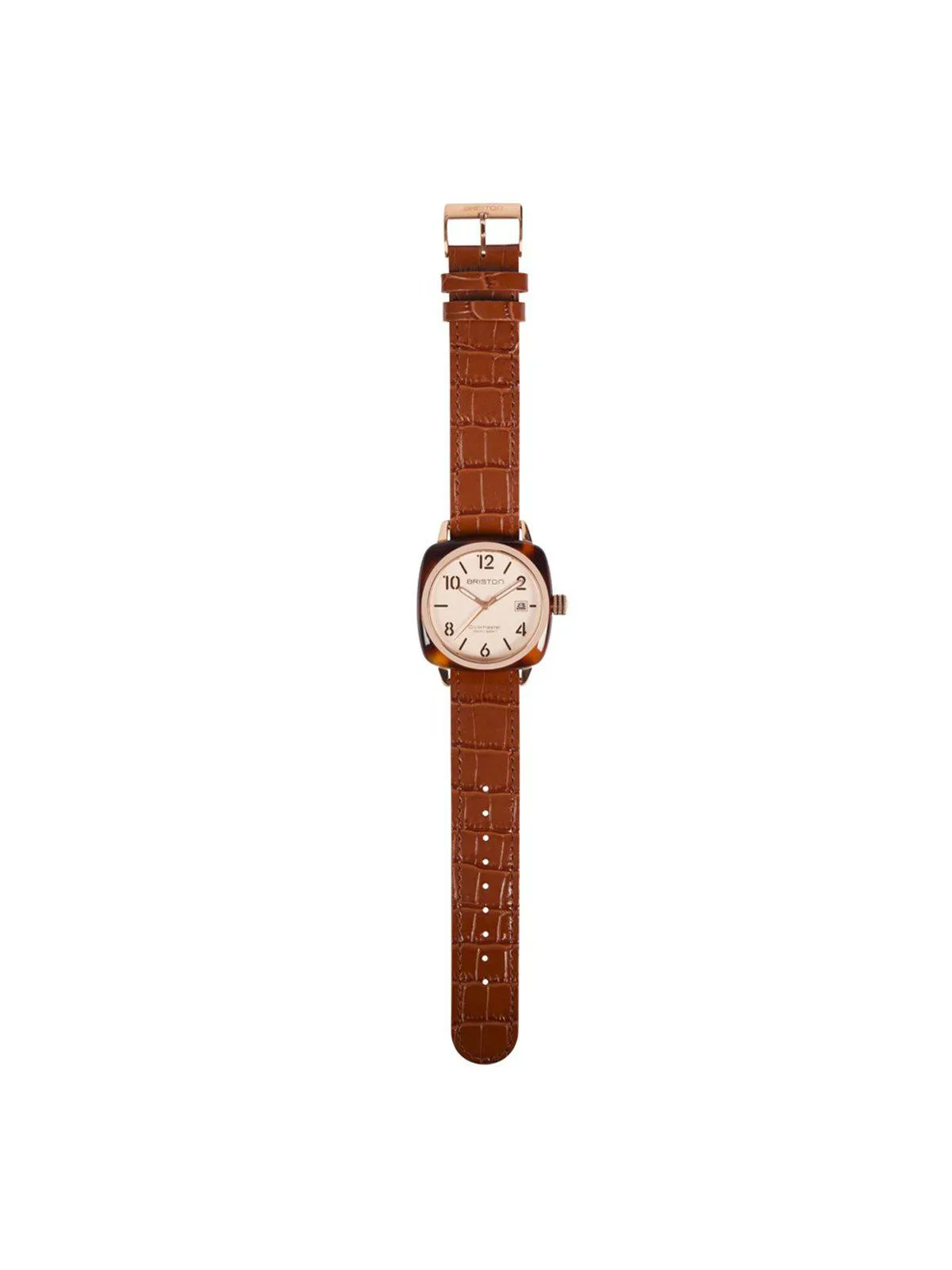 Briston Luxury Leather Strap Brown Alligator Polished Steel 20mm