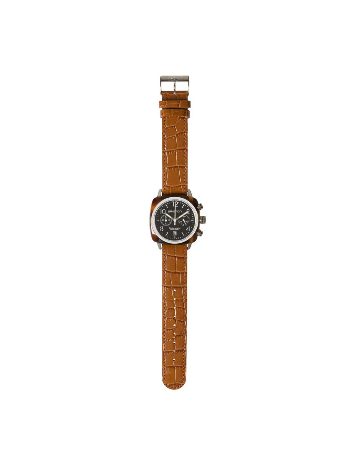 Briston Luxury Leather Strap Brown Alligator Polished Steel 20mm