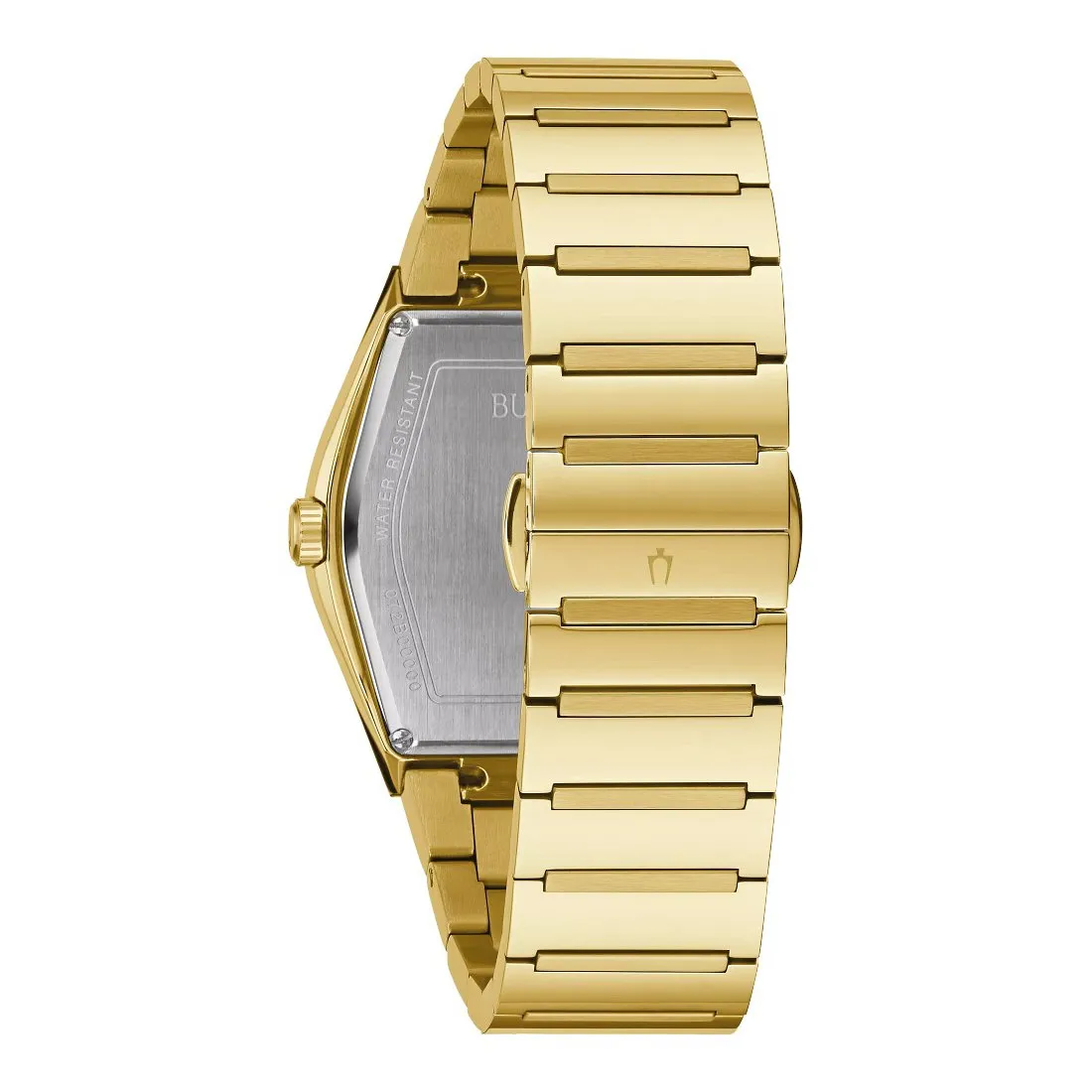 Bulova Gemini Mens Gold Tone Black Dial Watch