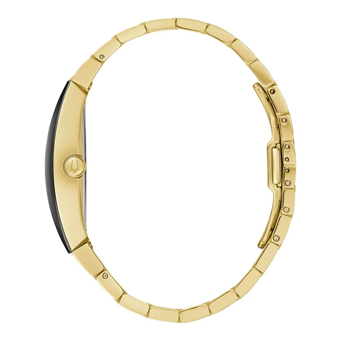 Bulova Gemini Mens Gold Tone Black Dial Watch