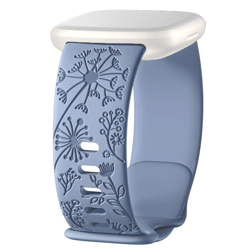 Buy Floral Engraved Strap For Fitbit Sense 2 Band (Maroon)