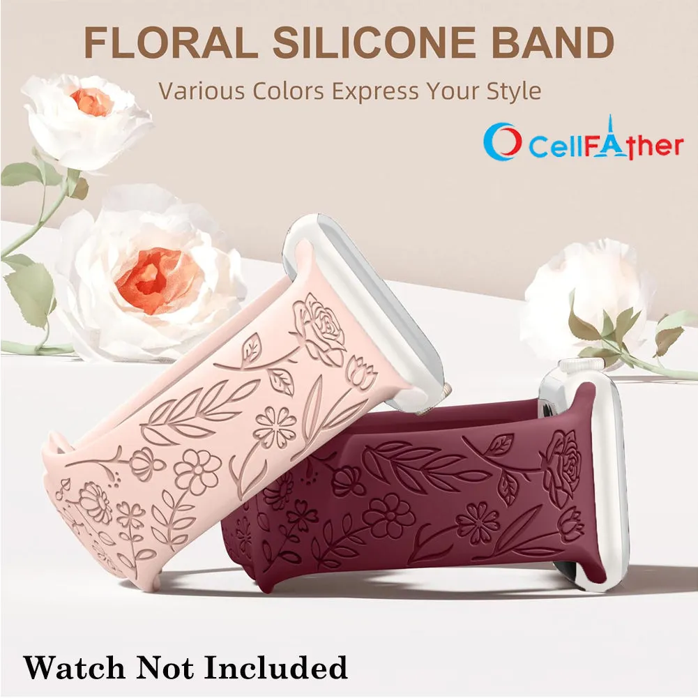 Buy Floral Engraved Strap For Fitbit Sense 2 Band (Maroon)