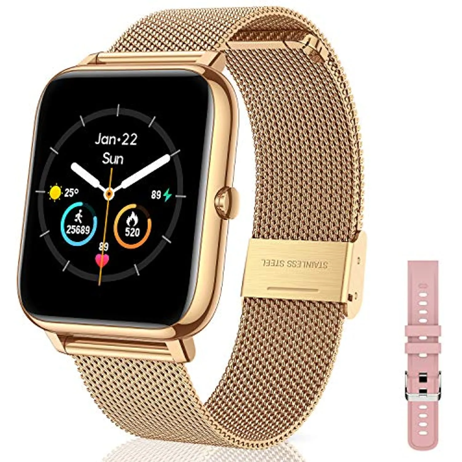 CanMixs Smart Watch for Android Phones iOS Waterproof Smart Watches for Women Men Sports Digital Watch Fitness Tracker Heart Rate Blood Oxygen Sleep Monitor Touch Screen Compatible Samsung iPhone