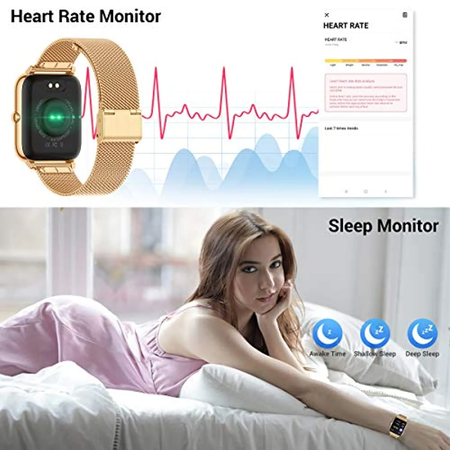CanMixs Smart Watch for Android Phones iOS Waterproof Smart Watches for Women Men Sports Digital Watch Fitness Tracker Heart Rate Blood Oxygen Sleep Monitor Touch Screen Compatible Samsung iPhone