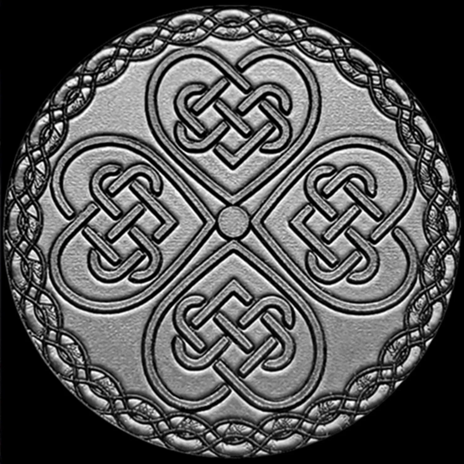 Celtic Clover Engraved Watch Band for 22mm Width Lugs Traditional Casual Luxury and Smartwatches Black Color Stainless Steel Strap Bracelet CC3