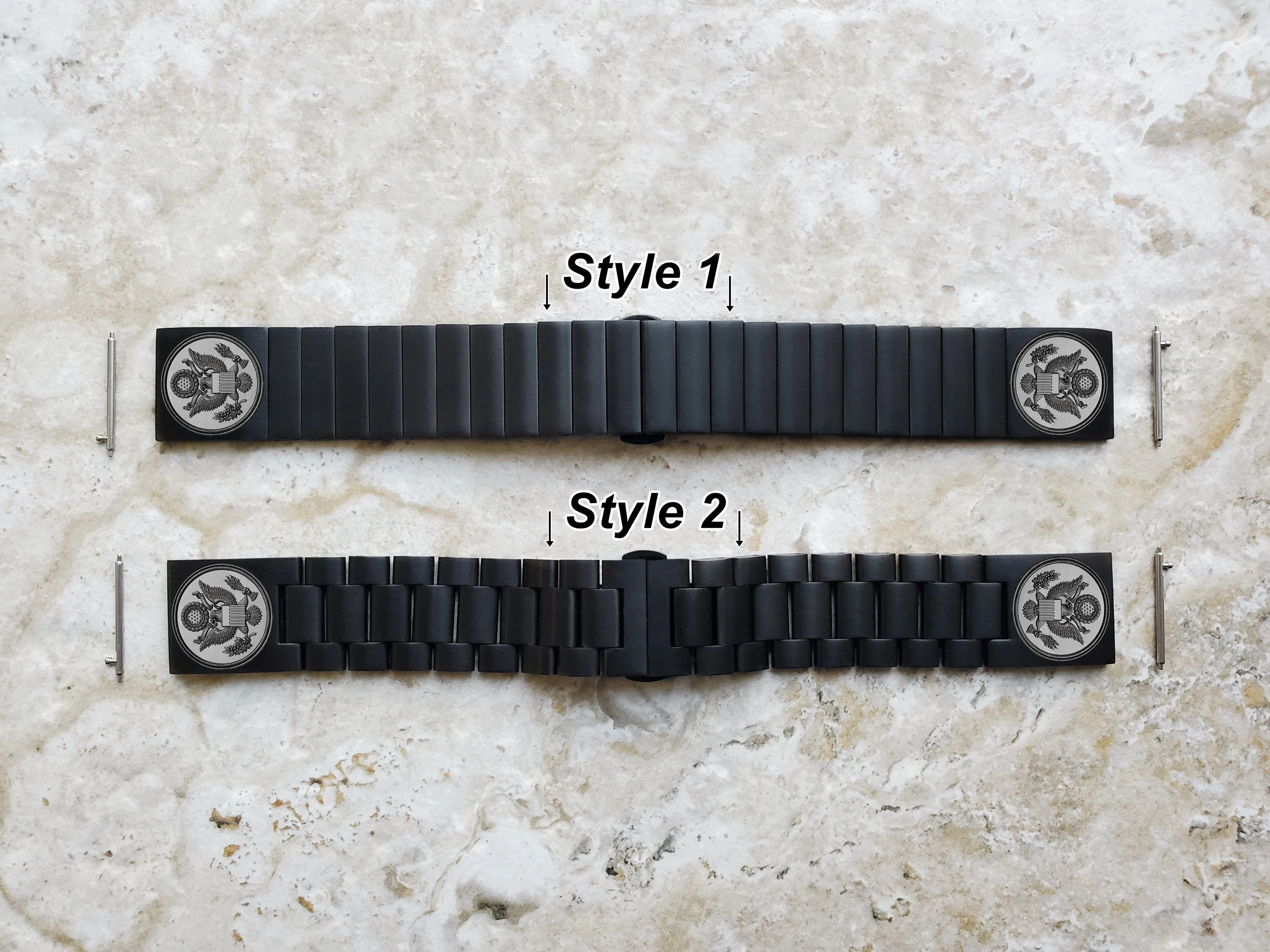Celtic Clover Engraved Watch Band for 22mm Width Lugs Traditional Casual Luxury and Smartwatches Black Color Stainless Steel Strap Bracelet CC3