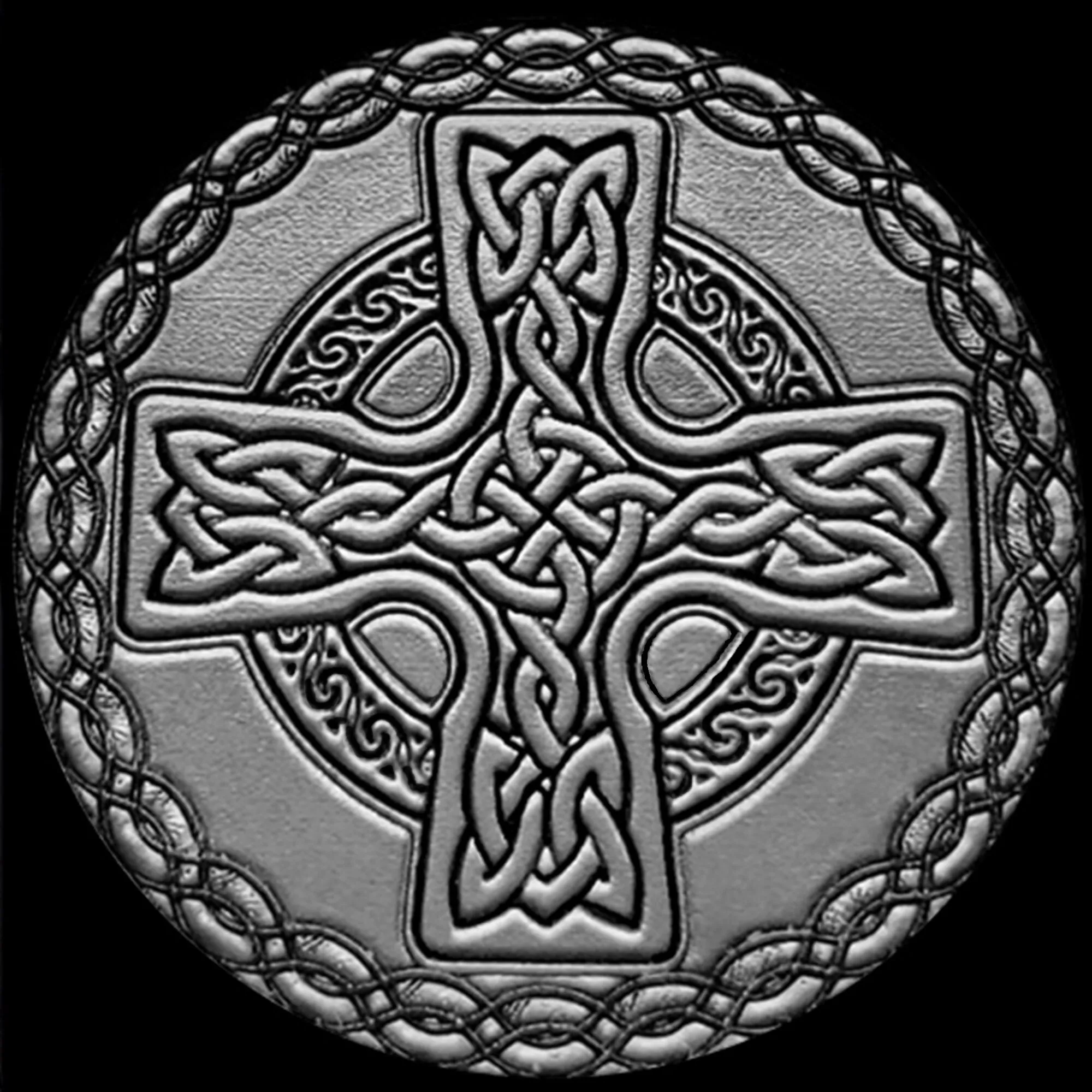 Celtic Cross Engraved Watch Band for 22mm Width Lugs Traditional Casual Luxury and Smartwatches Black Color Stainless Steel Bracelet Strap CC2