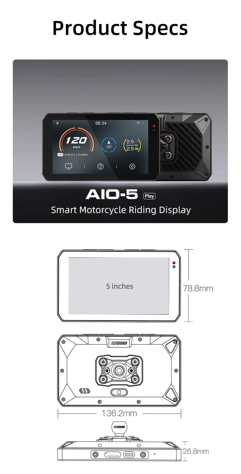 Chigee AIO-5 Play of Lite Android en Apple carplay display